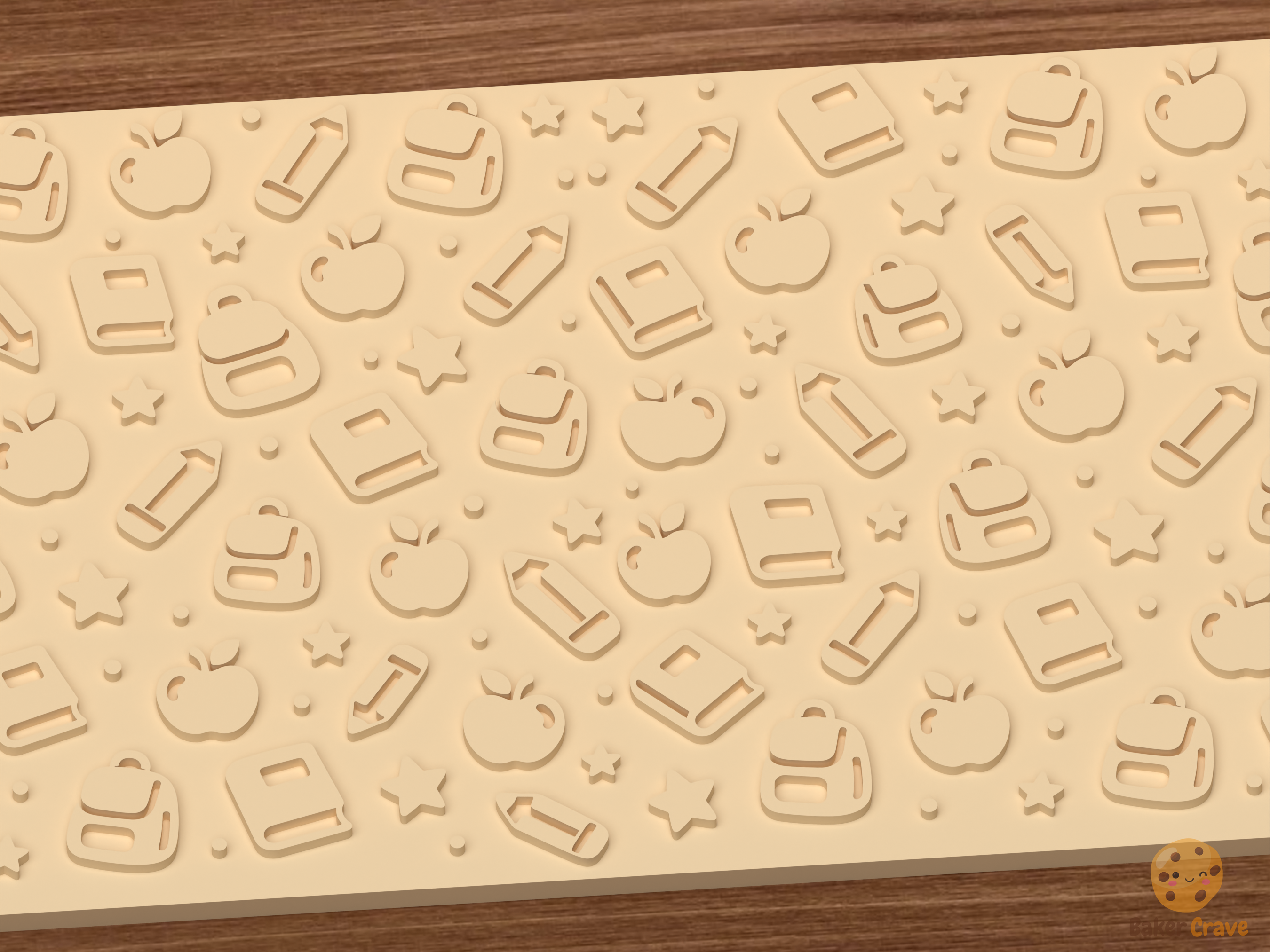 Back to School Textured Roller STL File - 03 close detail emboss