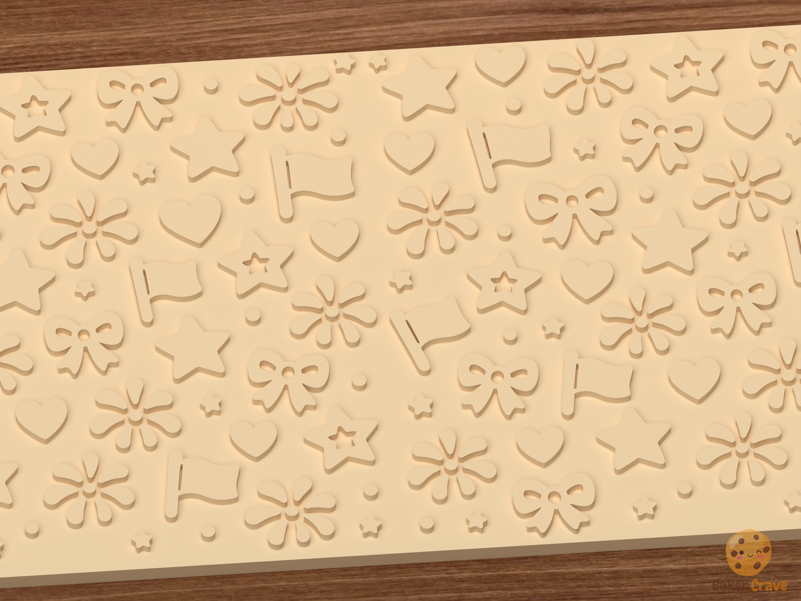 Patriotic Celebration Textured Roller STL File - 03 close detail emboss