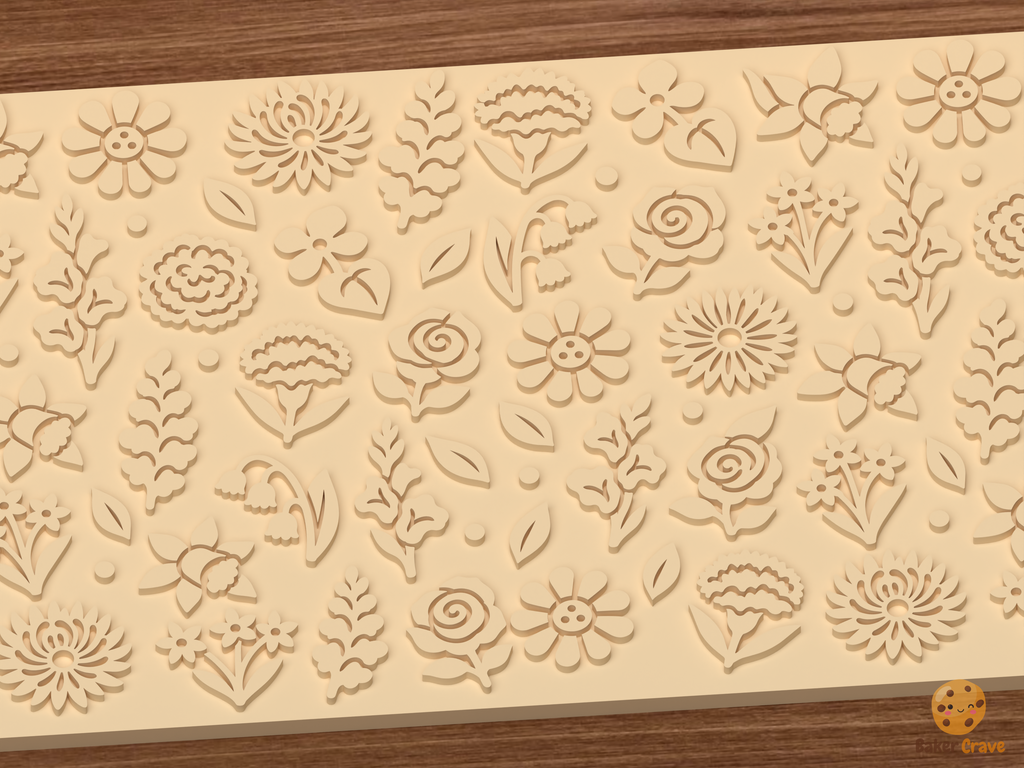 Birth Month Flowers Textured Roller STL File