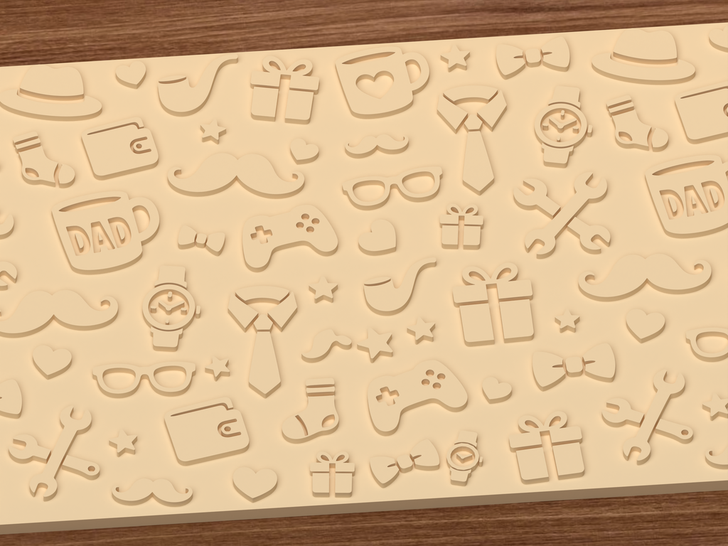Father’s Day Dad Textured Roller STL File - 03 close detail emboss