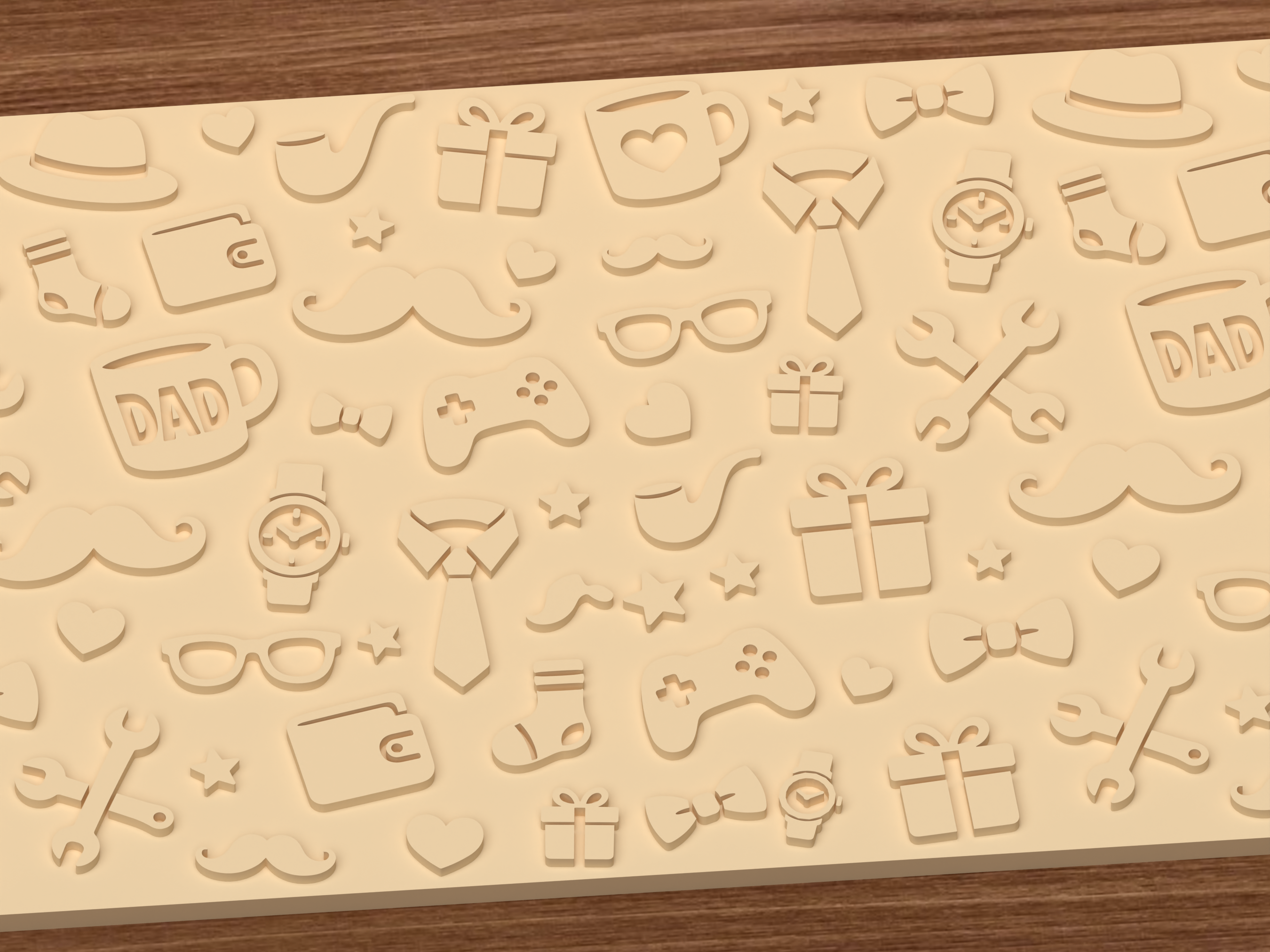 Father’s Day Dad Textured Roller STL File - 03 close detail emboss