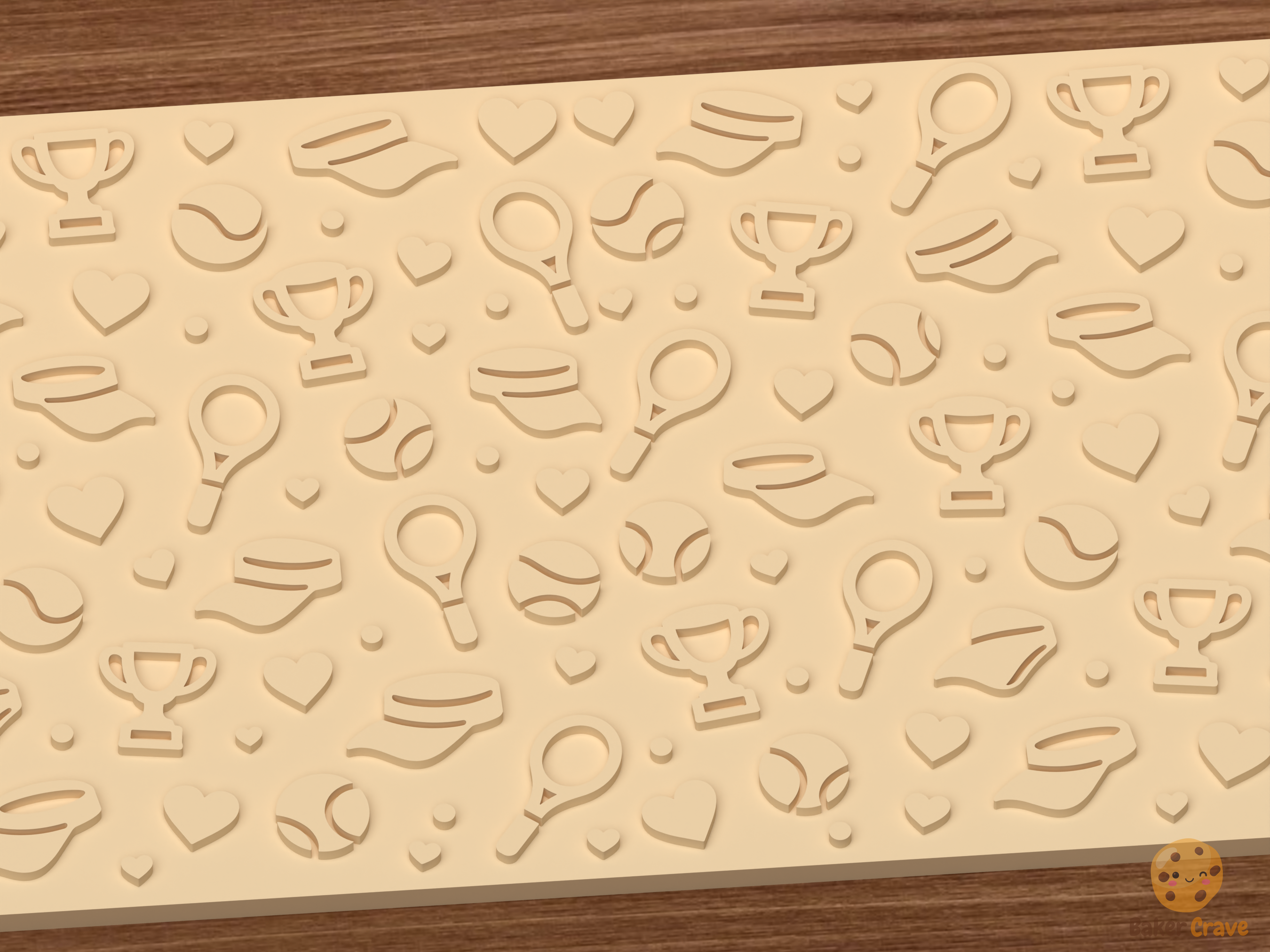Tennis Love Textured Roller STL File - 03 close detail emboss