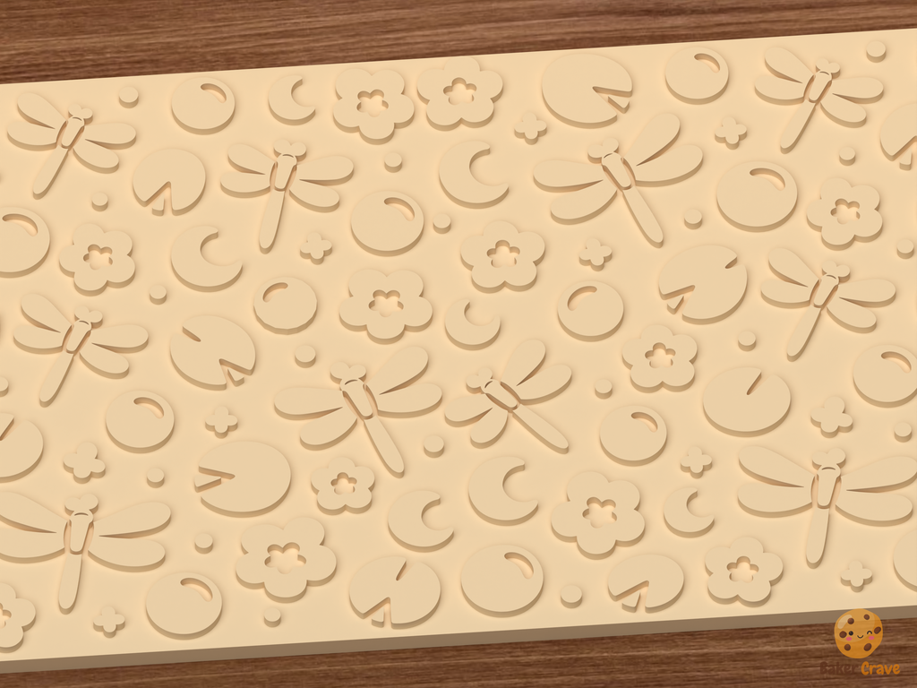 Dragonfly Pond Textured Roller STL File - 03 close detail emboss