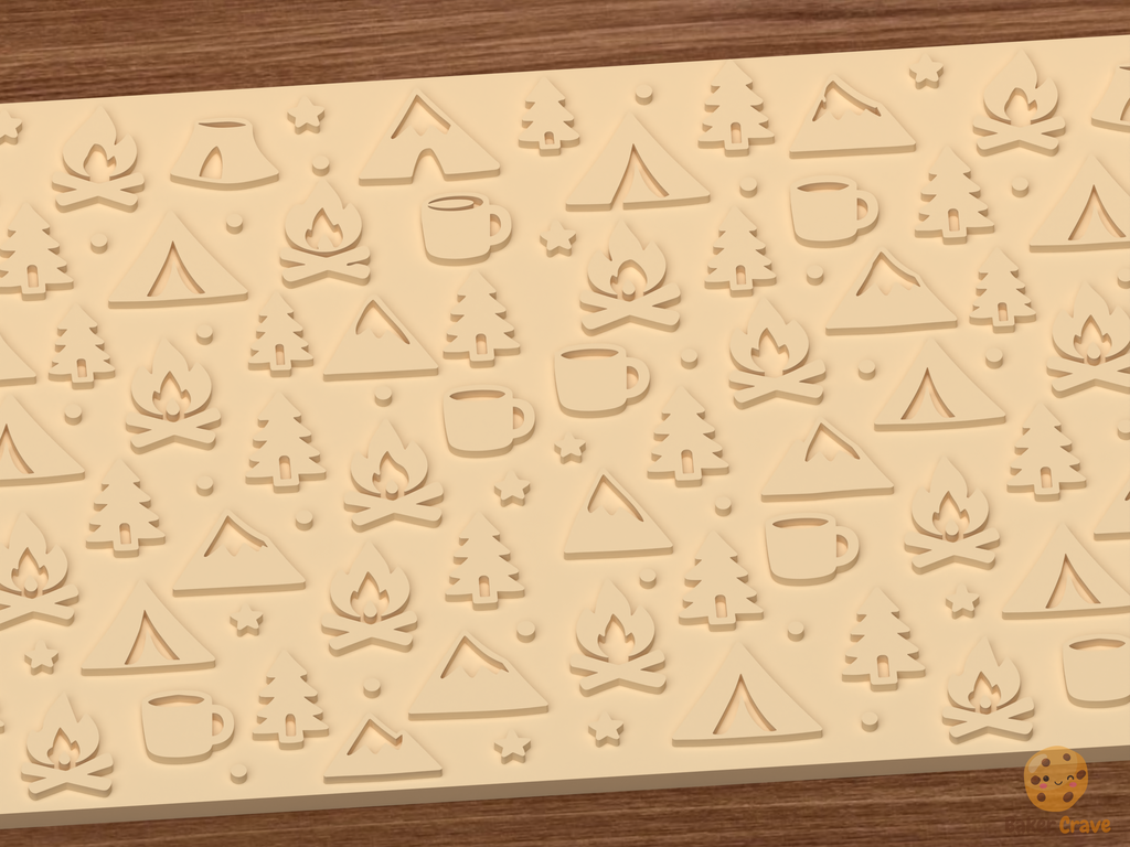 Camping Adventure Textured Roller STL File - 03 close detail emboss