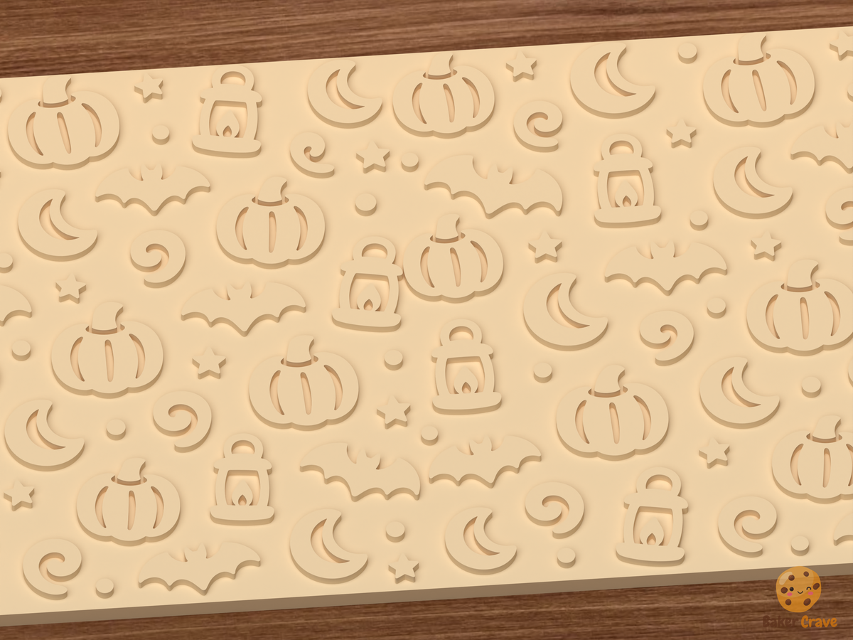 Moonlit Pumpkin Patch Textured Roller STL File - 03 close detail emboss