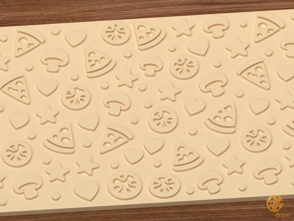 Pizza Party Textured Roller STL File - 03 close detail emboss