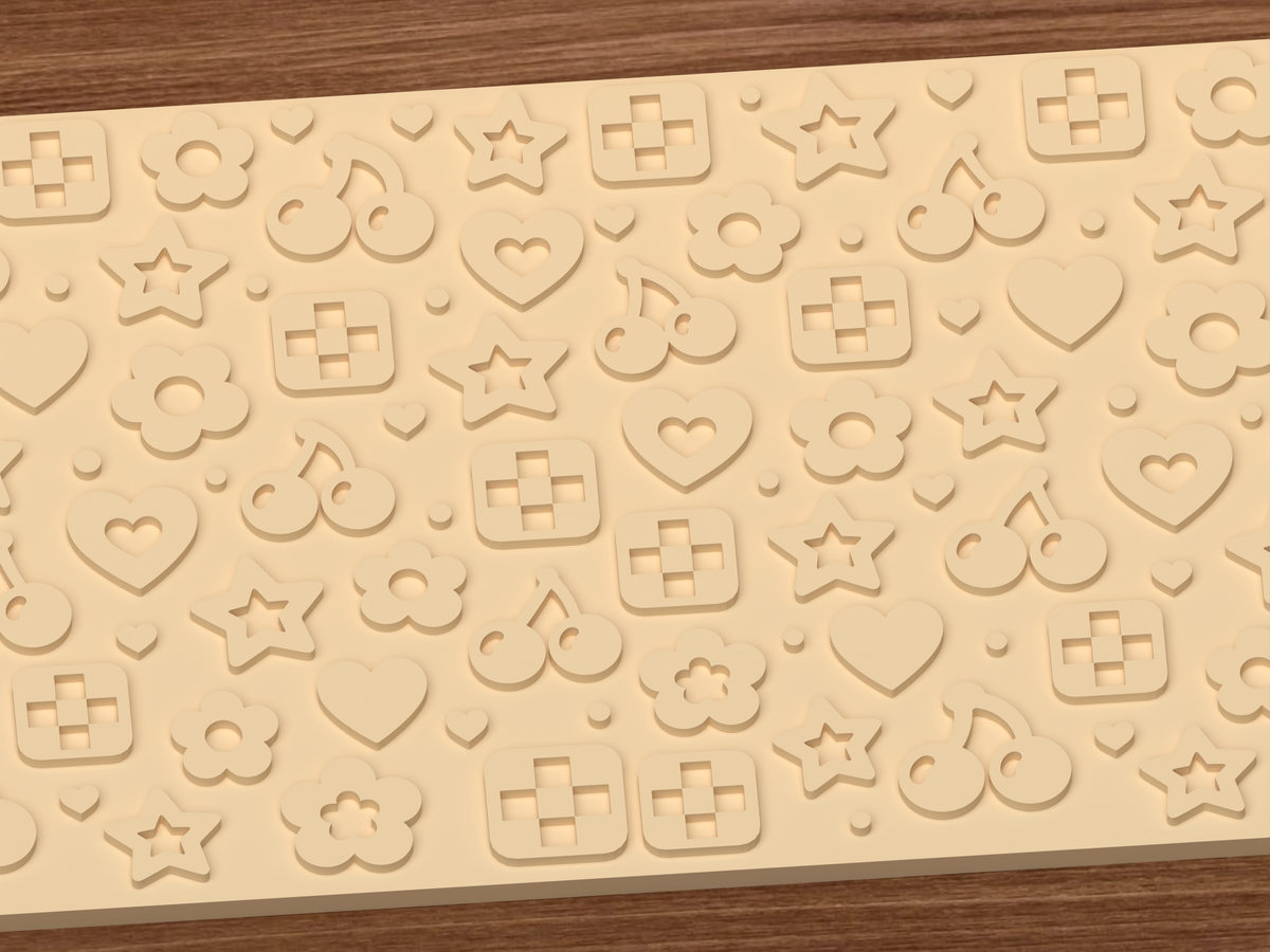 Retro Kawaii Icons Textured Roller - 03 close detail emboss