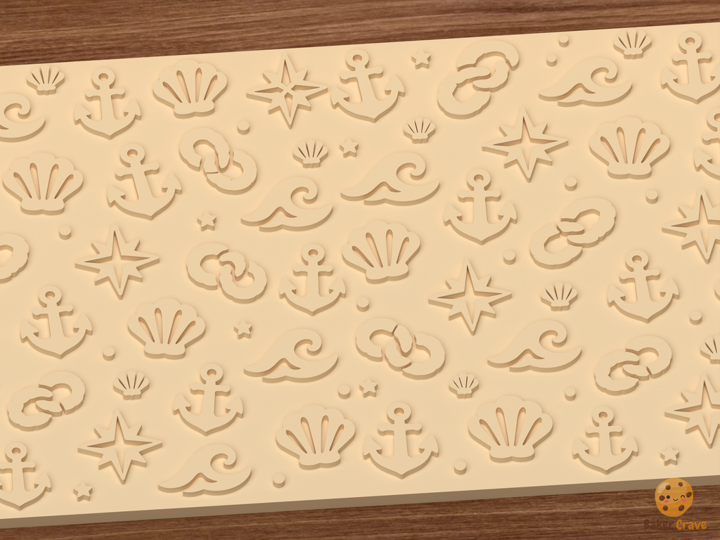 Nautical Ocean Textured Roller STL File - 03 close detail emboss