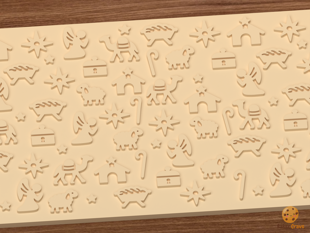 Christmas Nativity Symbols Textured Roller STL File