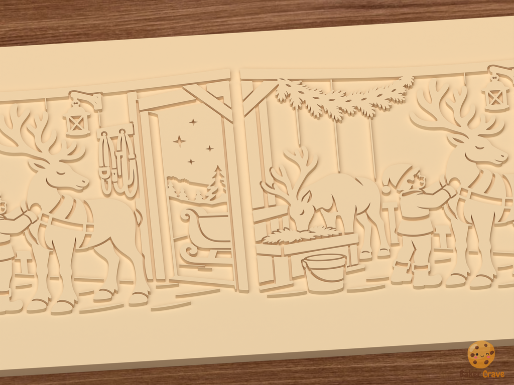Reindeer Stable Prep Night Textured Roller STL File