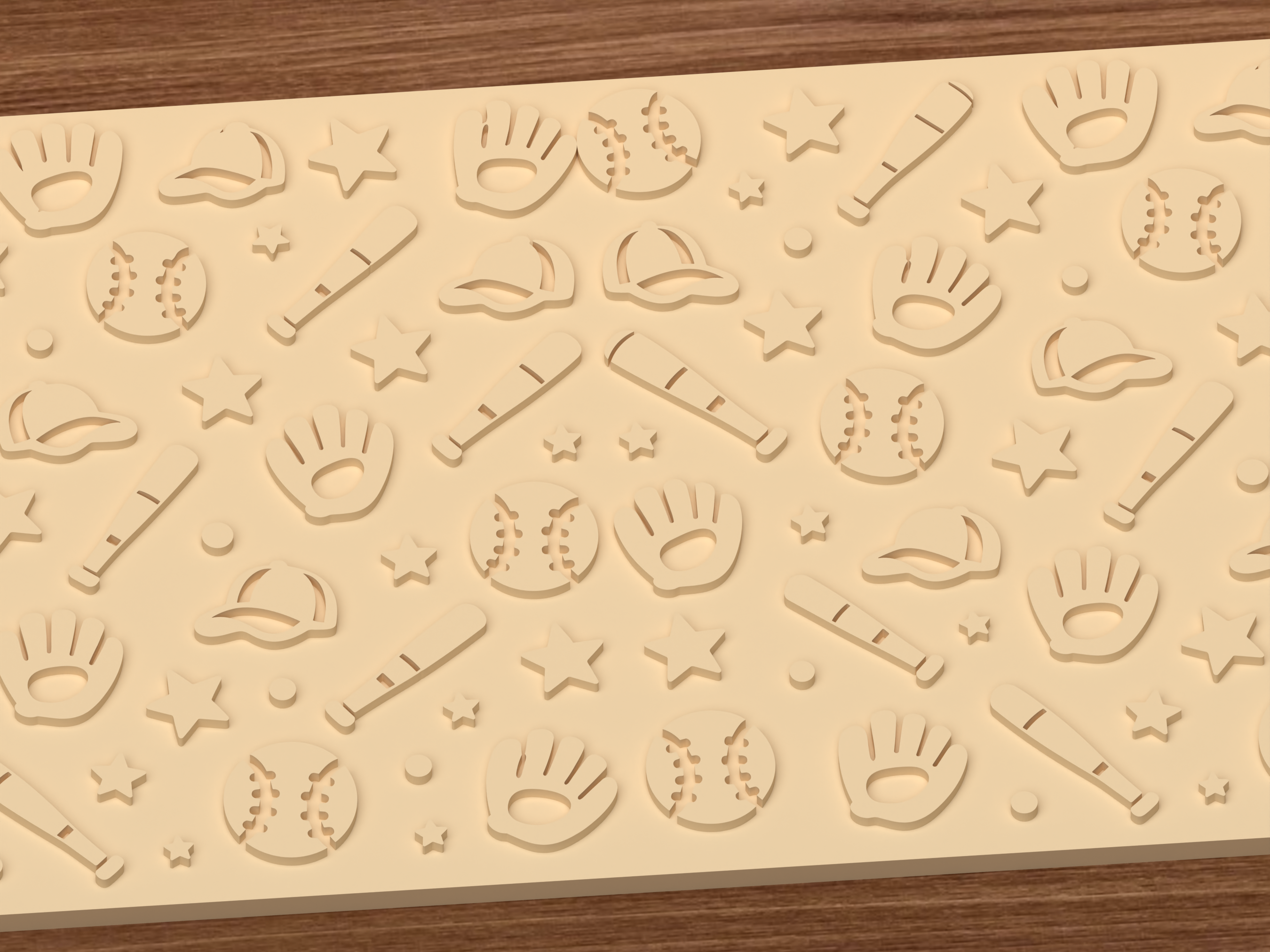 Baseball Sports Textured Roller STL File - 03 close detail emboss