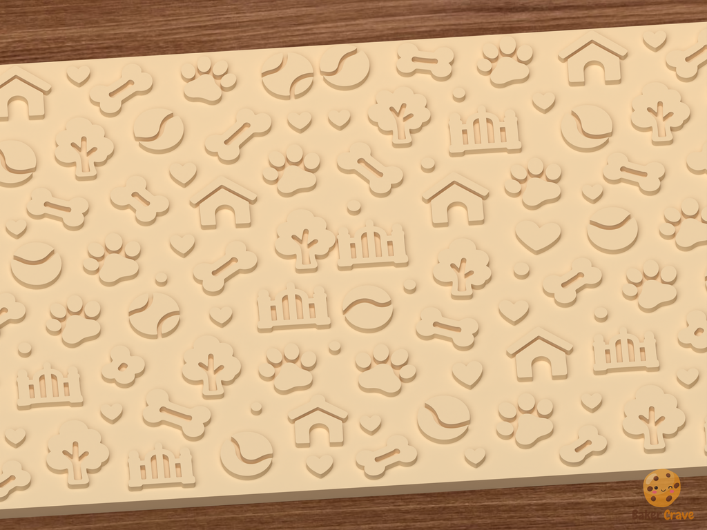 Dog Park Textured Roller STL File - 03 close detail emboss