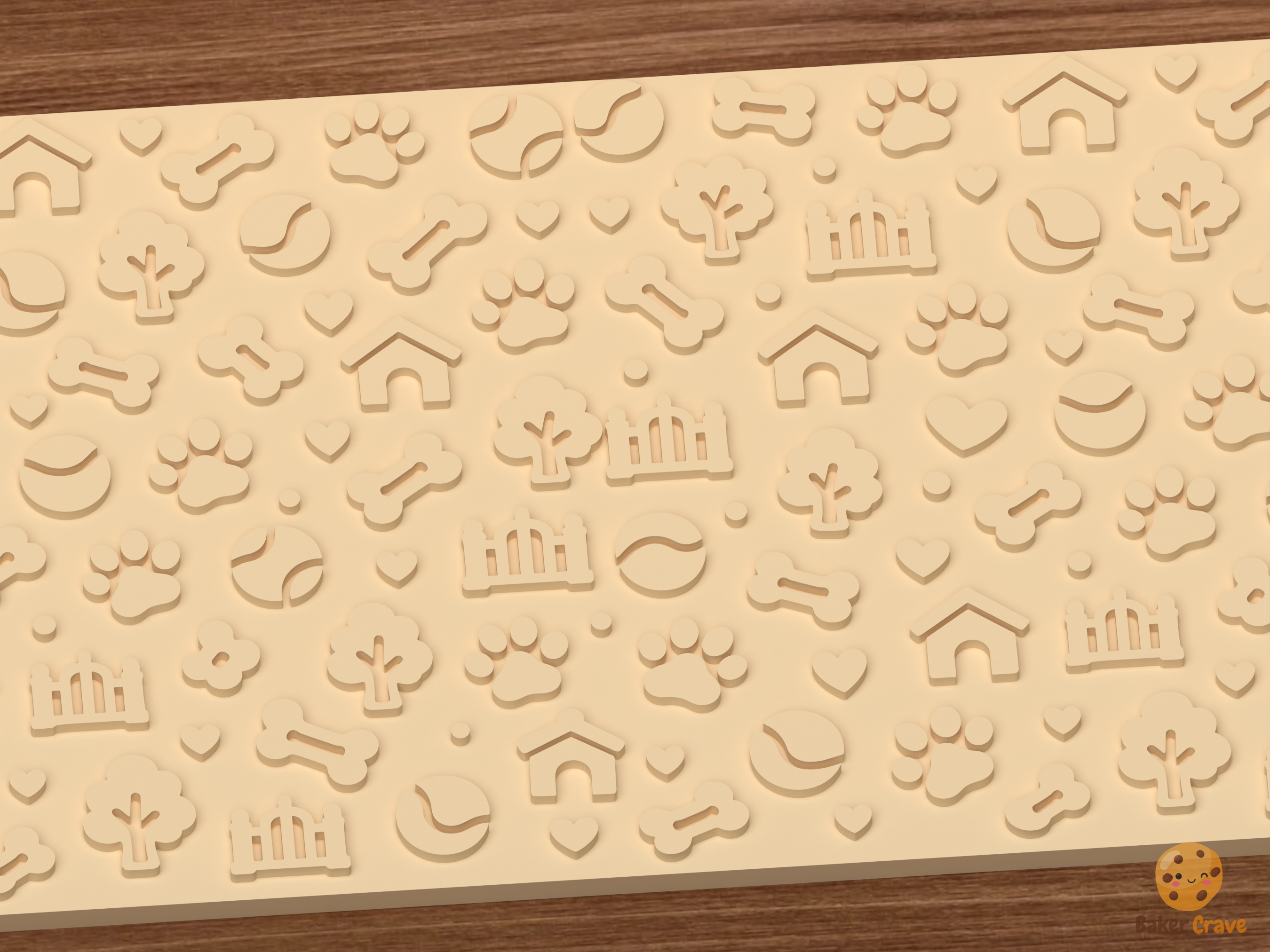 Dog Park Textured Roller STL File - 03 close detail emboss