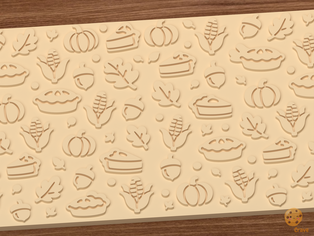 Thanksgiving Harvest Textured Roller STL File - 03 close detail emboss