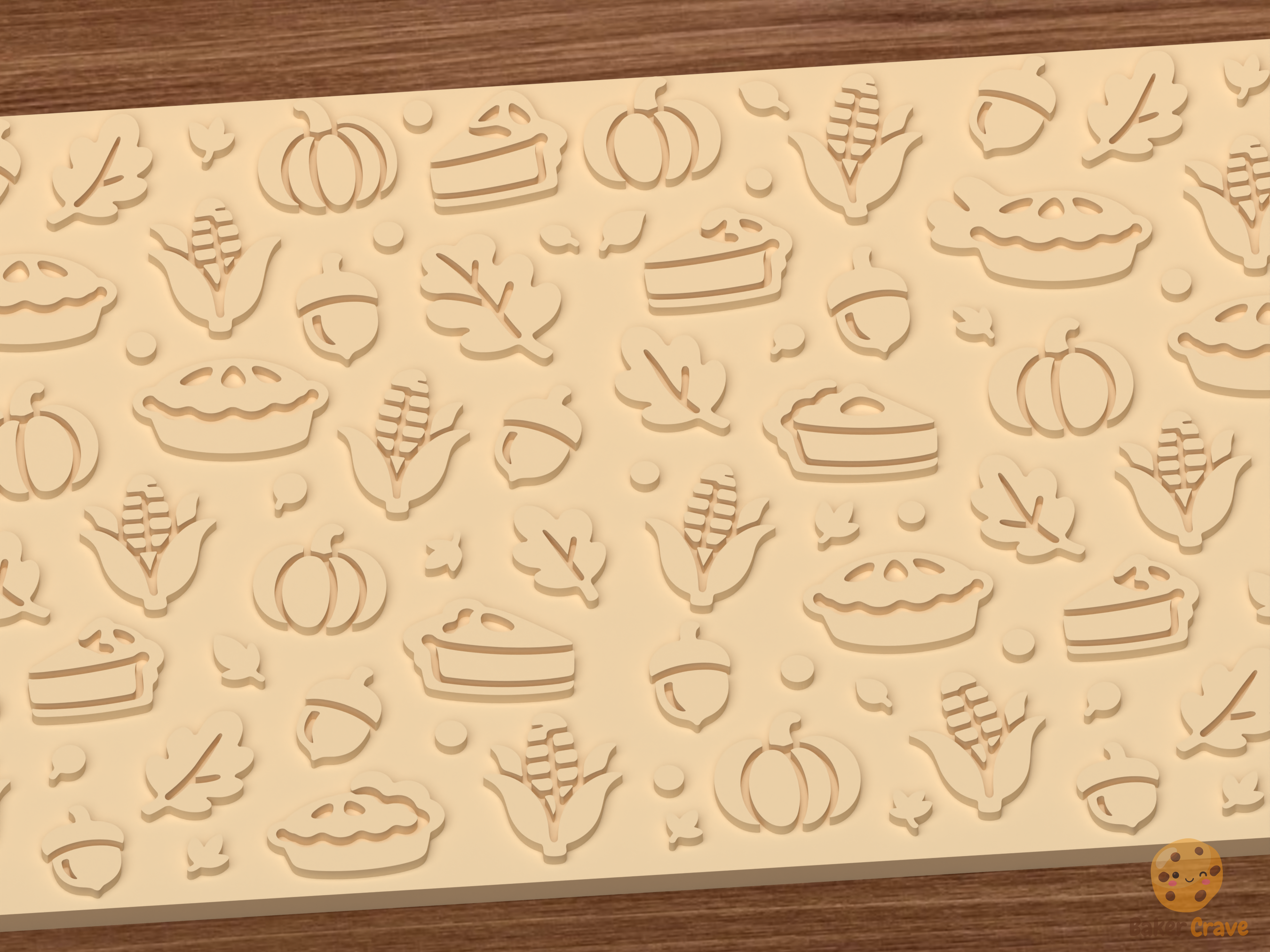 Thanksgiving Harvest Textured Roller STL File - 03 close detail emboss