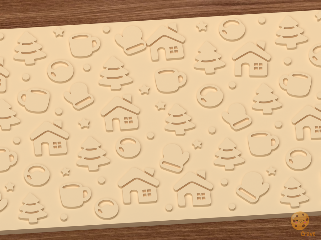Cozy Winter Cabin Textured Roller STL File - 03 close detail emboss