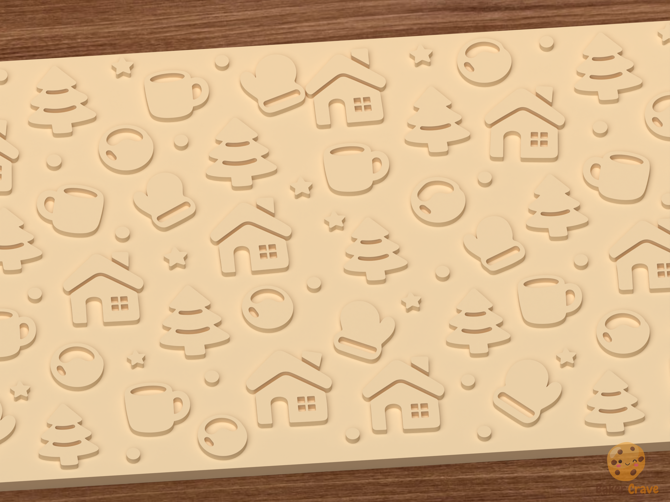 Cozy Winter Cabin Textured Roller STL File - 03 close detail emboss