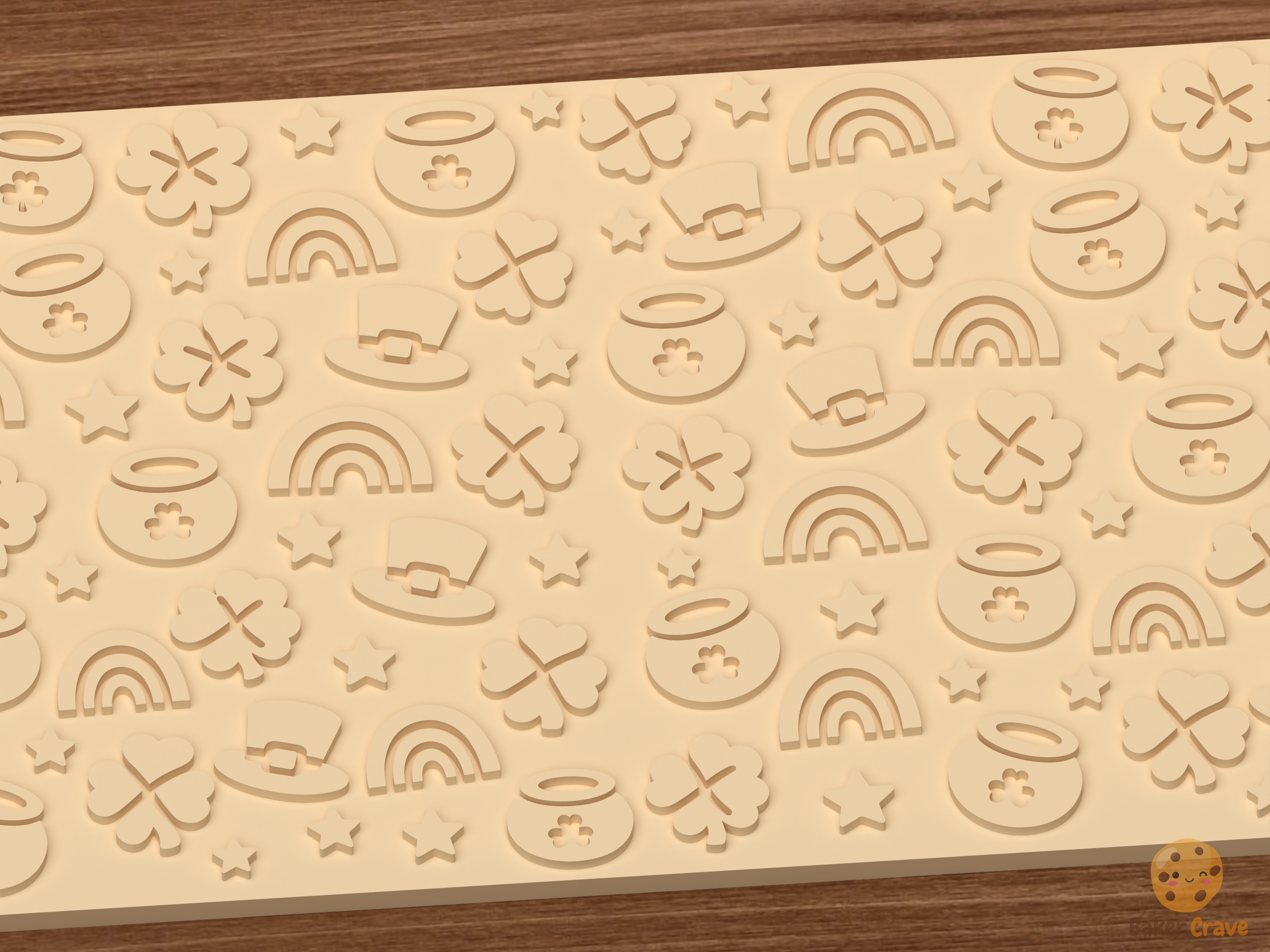 St Patrick's Day Textured Roller STL File