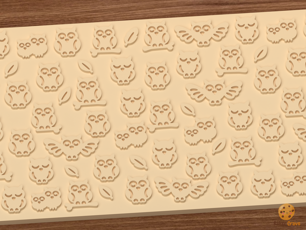 Woodland Owl Family Textured Roller STL File