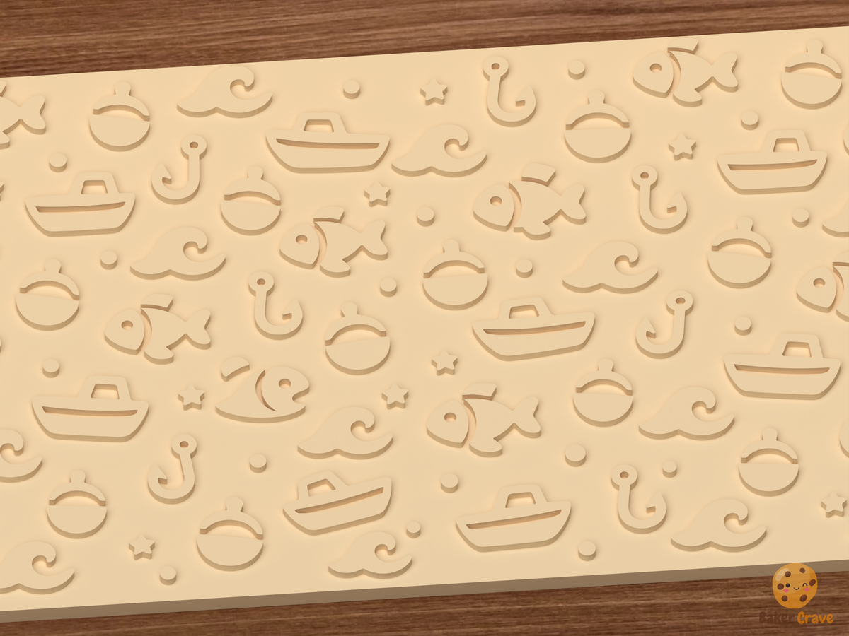 Nautical Fishing Textured Roller STL File - 03 close detail emboss