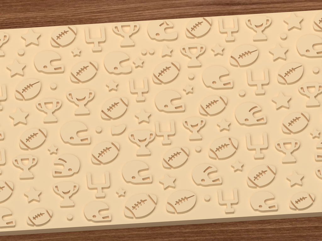 American Football Game Day Textured Roller STL File - 03 close detail emboss