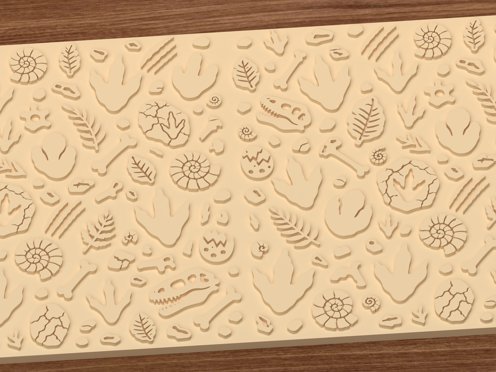 Dinosaur Fossil Tracks Textured Roller STL File - 03 close detail emboss