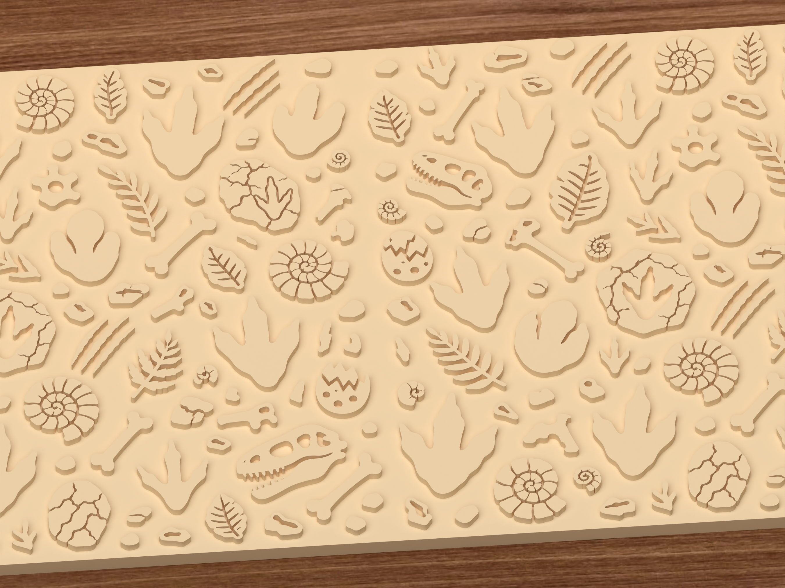 Dinosaur Fossil Tracks Textured Roller STL File - 03 close detail emboss