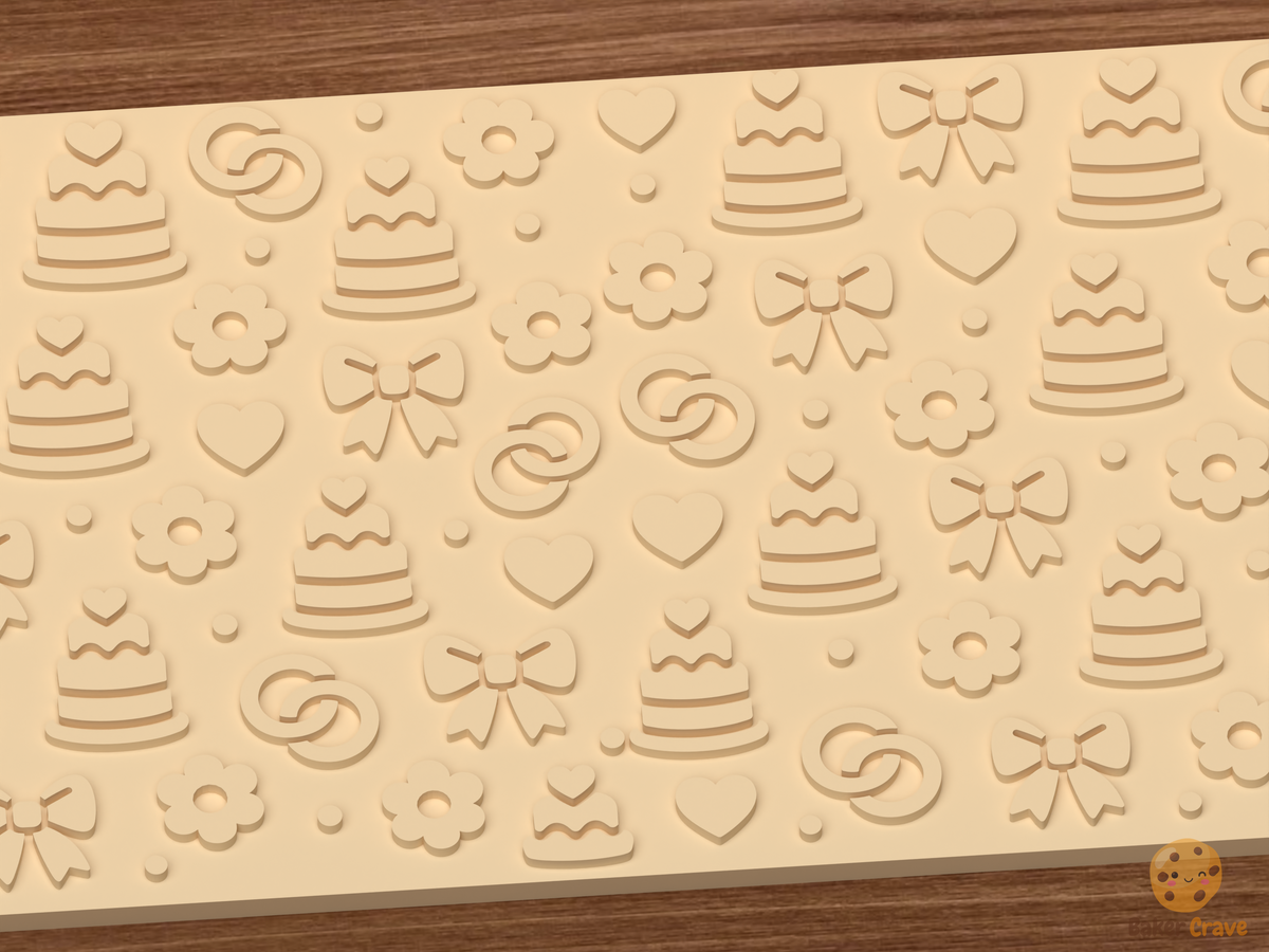 Wedding Cake Romance Textured Roller STL File - 03 close detail emboss