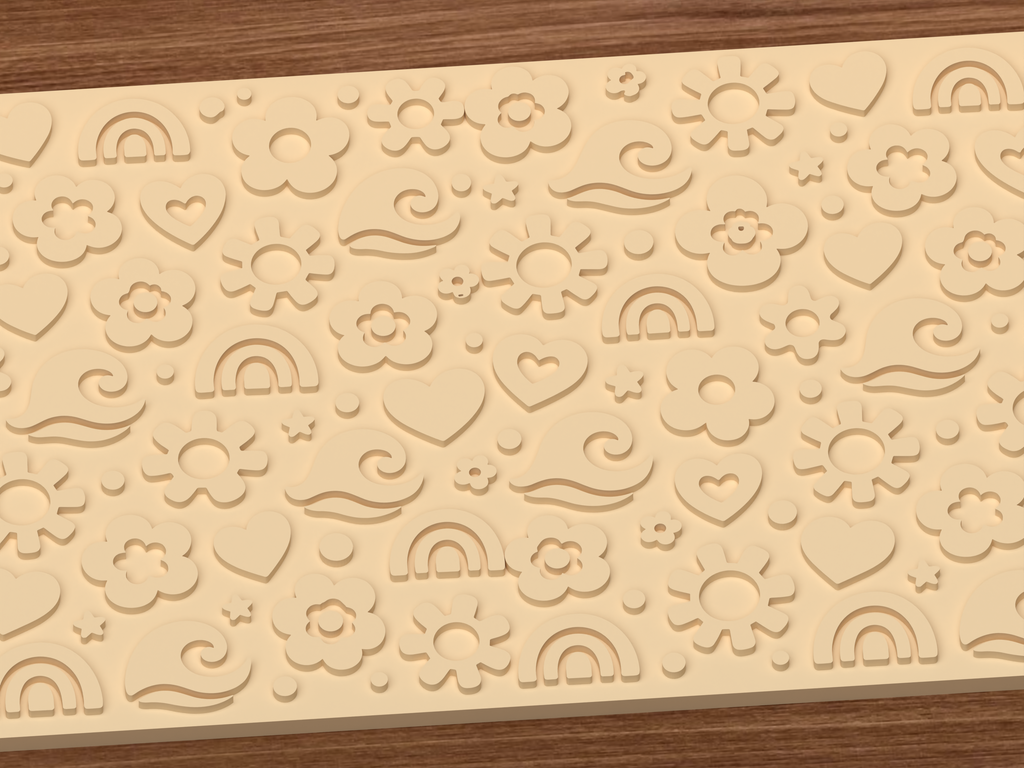 Boho Sunshine Rainbow Textured Roller STL File - 03 close detail emboss