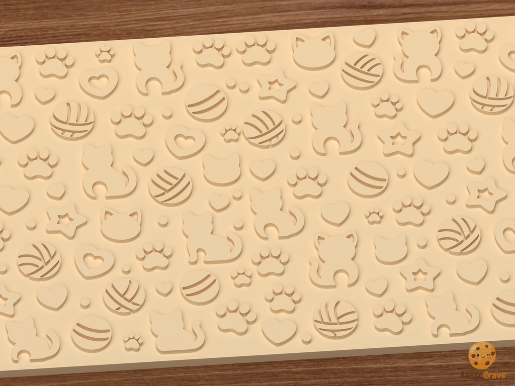 Kitty Yarn Textured Roller STL File - 03 close detail emboss