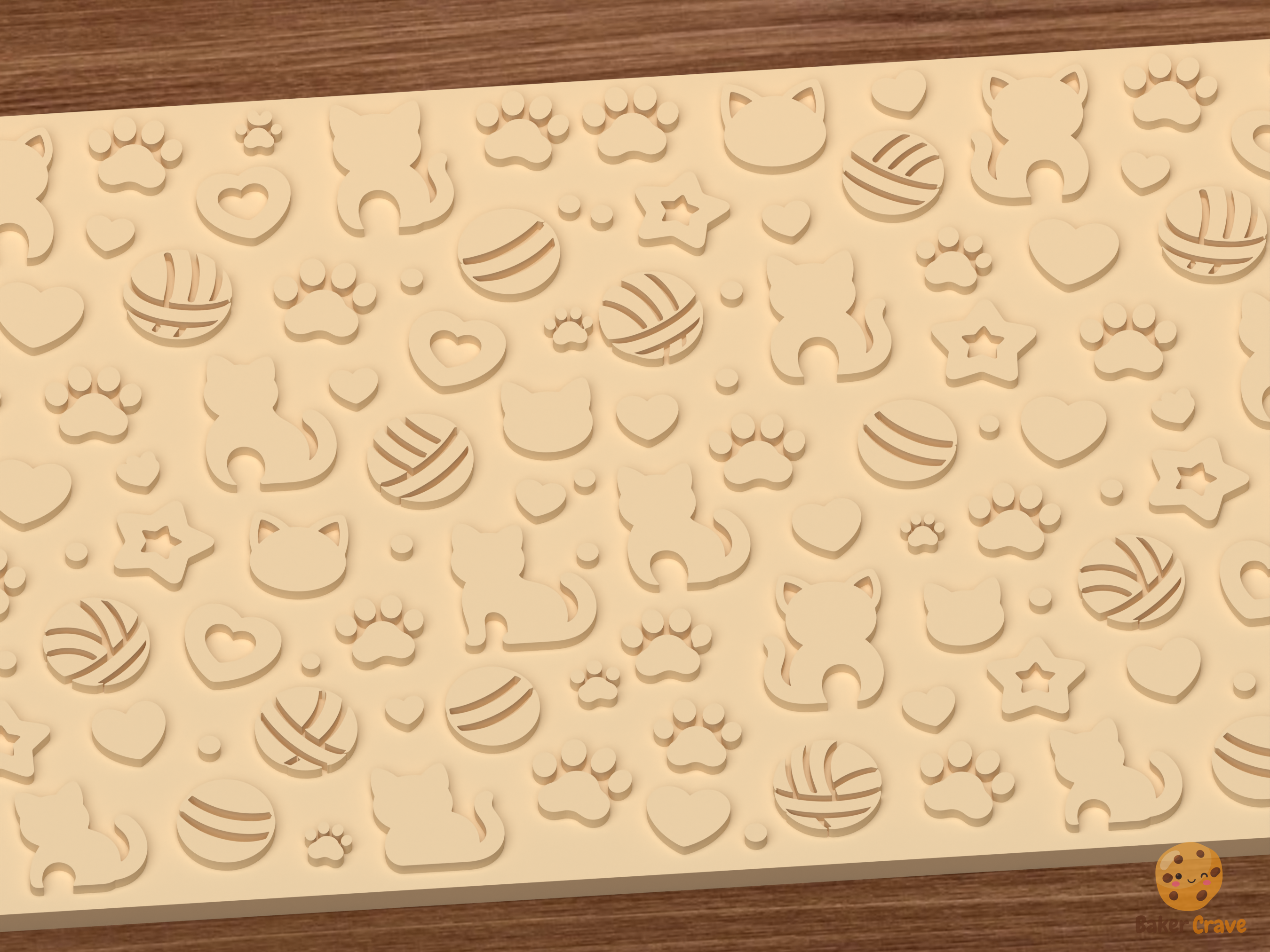 Kitty Yarn Textured Roller STL File - 03 close detail emboss