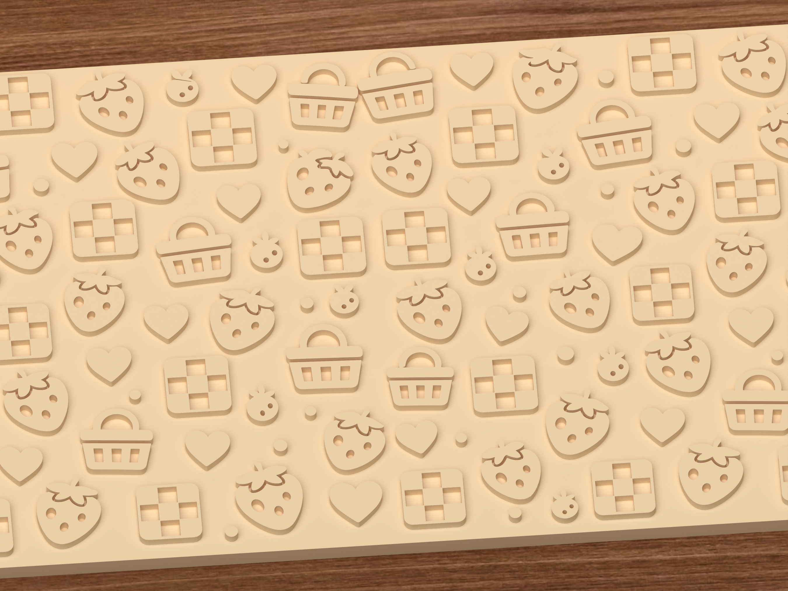 Strawberry Picnic Textured Roller STL File - 03 close detail emboss