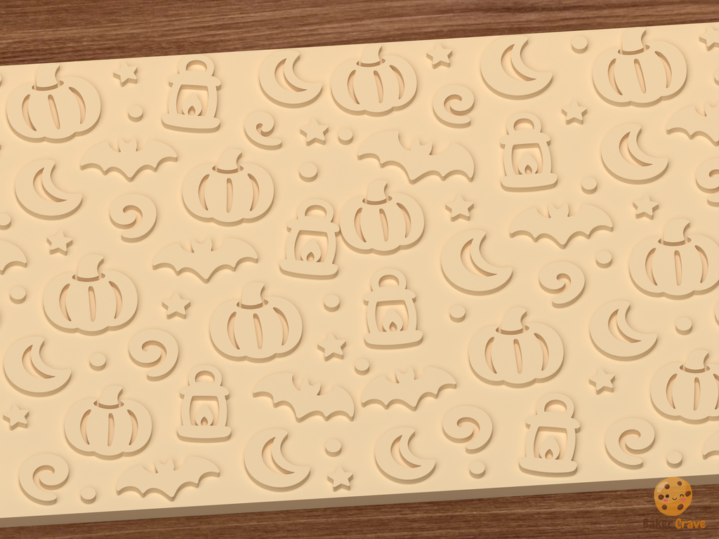 Moonlit Pumpkin Patch Textured Roller STL File - 03 close detail emboss
