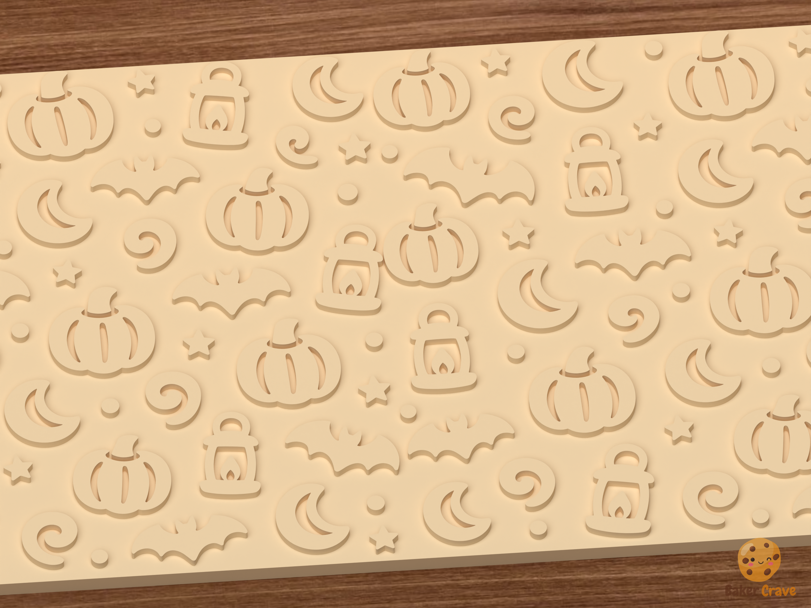 Moonlit Pumpkin Patch Textured Roller STL File - 03 close detail emboss