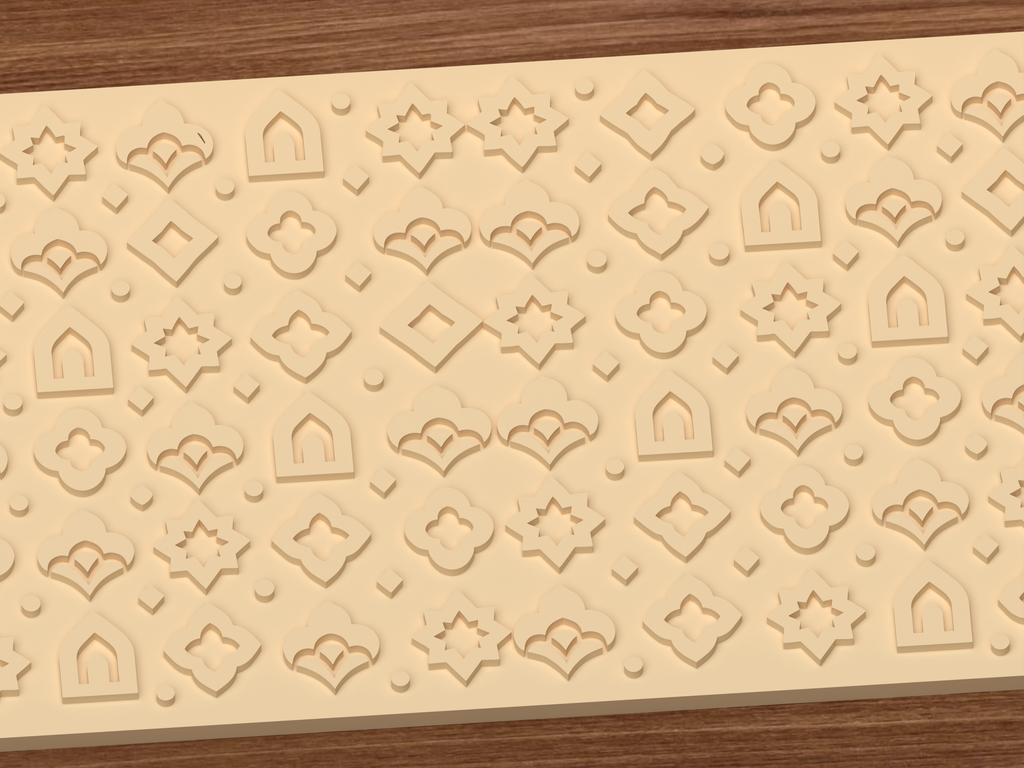 Moroccan Islamic Geometry Textured Roller STL File - 03 close detail emboss