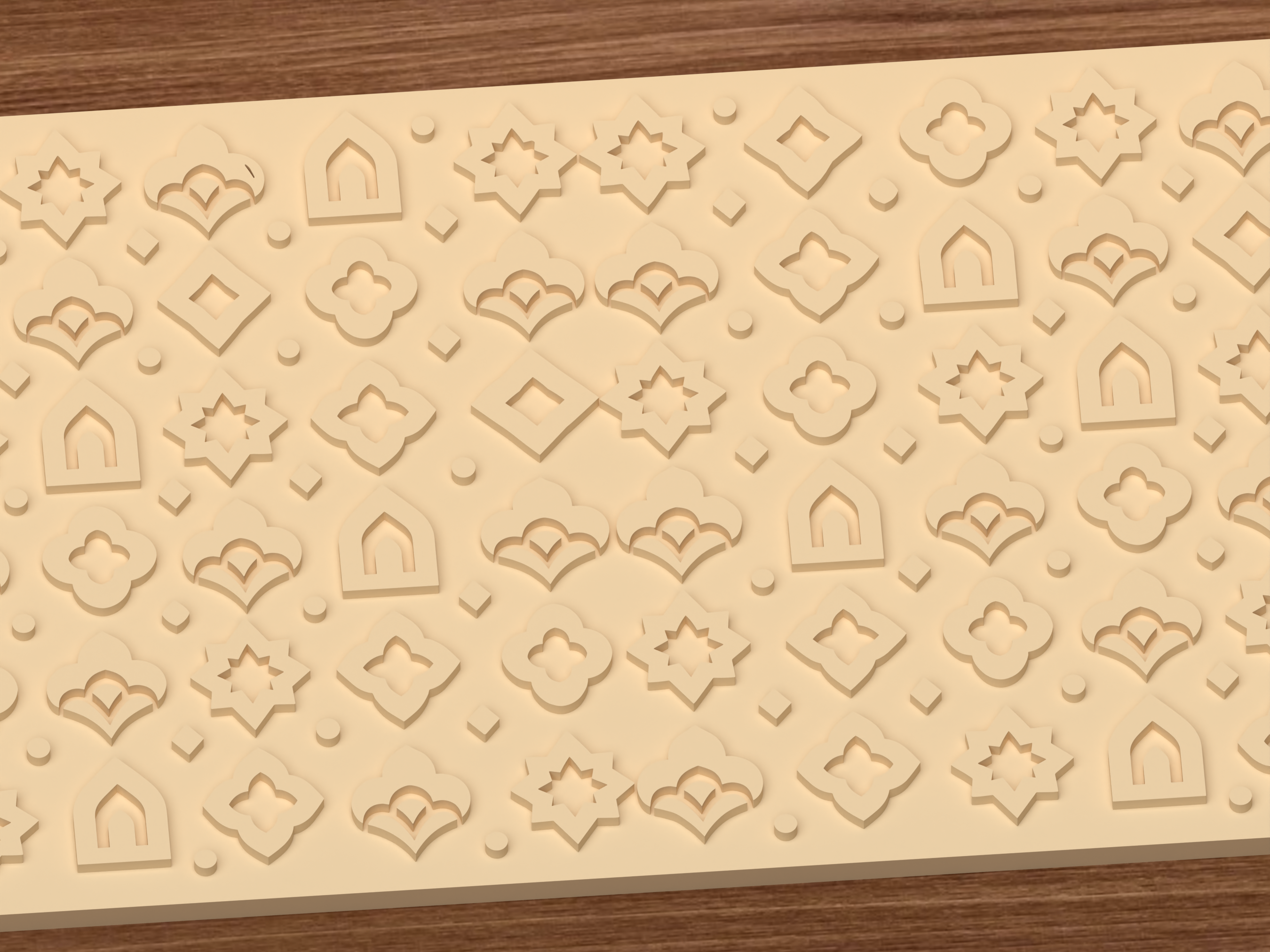 Moroccan Islamic Geometry Textured Roller STL File - 03 close detail emboss