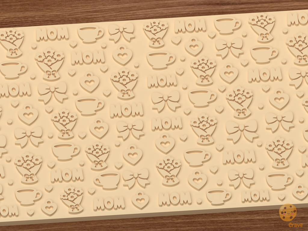 Mother's Day Tea Floral Textured Roller STL File