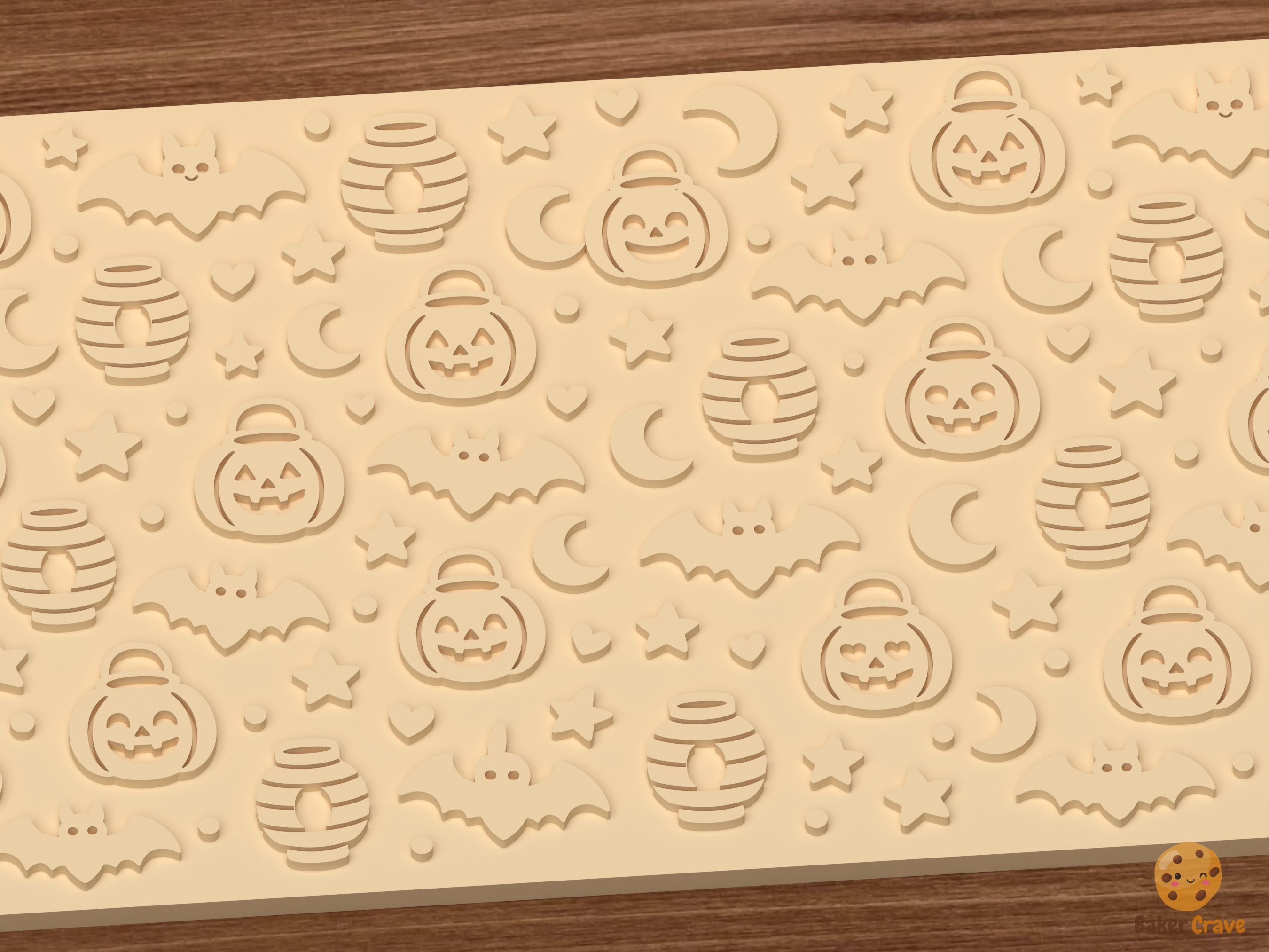 Pumpkin Lantern Parade Textured Roller STL File - 03 close detail emboss