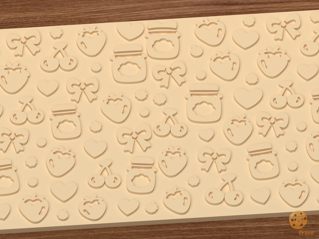 Berry Sweet Jam Textured Roller STL File - 03 close detail emboss