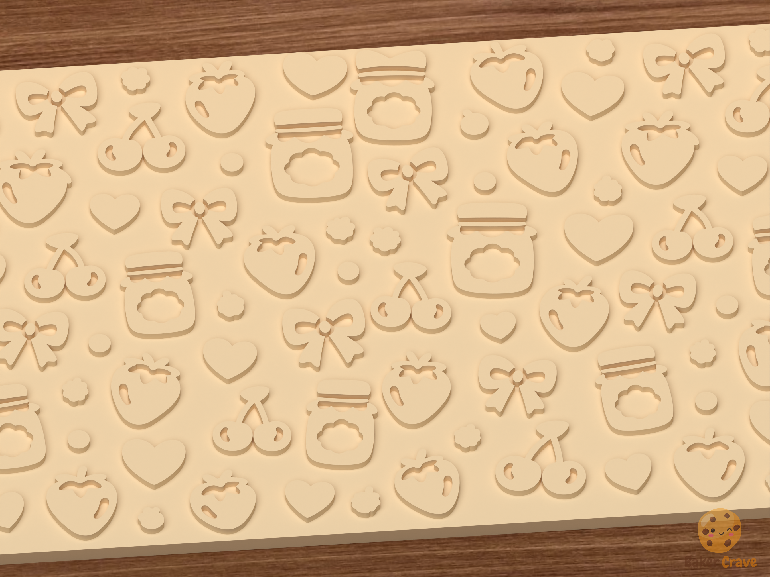 Berry Sweet Jam Textured Roller STL File - 03 close detail emboss