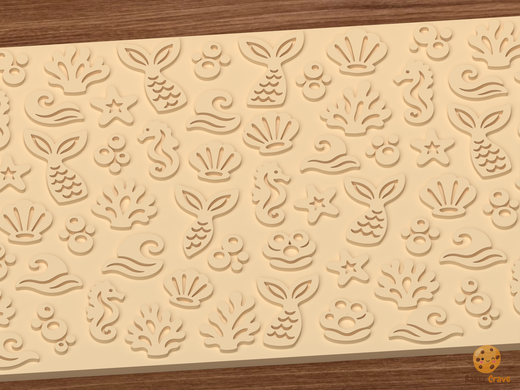 Mermaid Lagoon Textured Roller STL File
