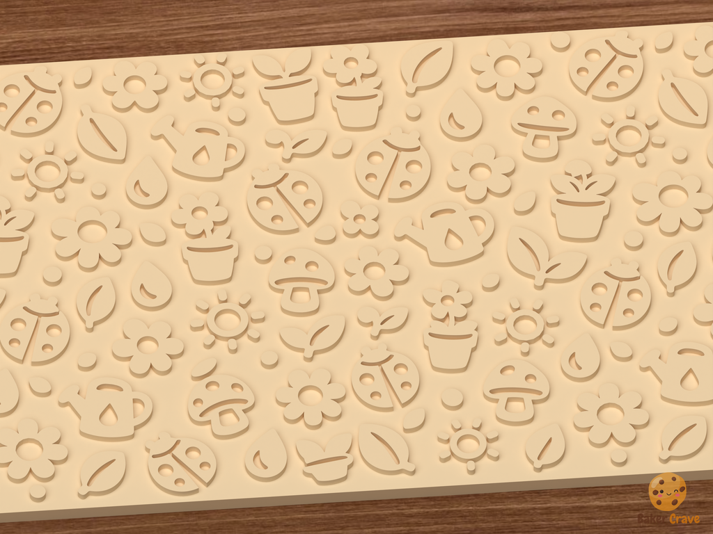 Ladybug Garden Textured Roller STL File