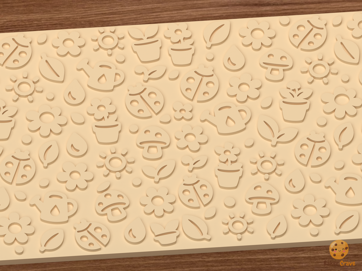 Ladybug Garden Textured Roller STL File