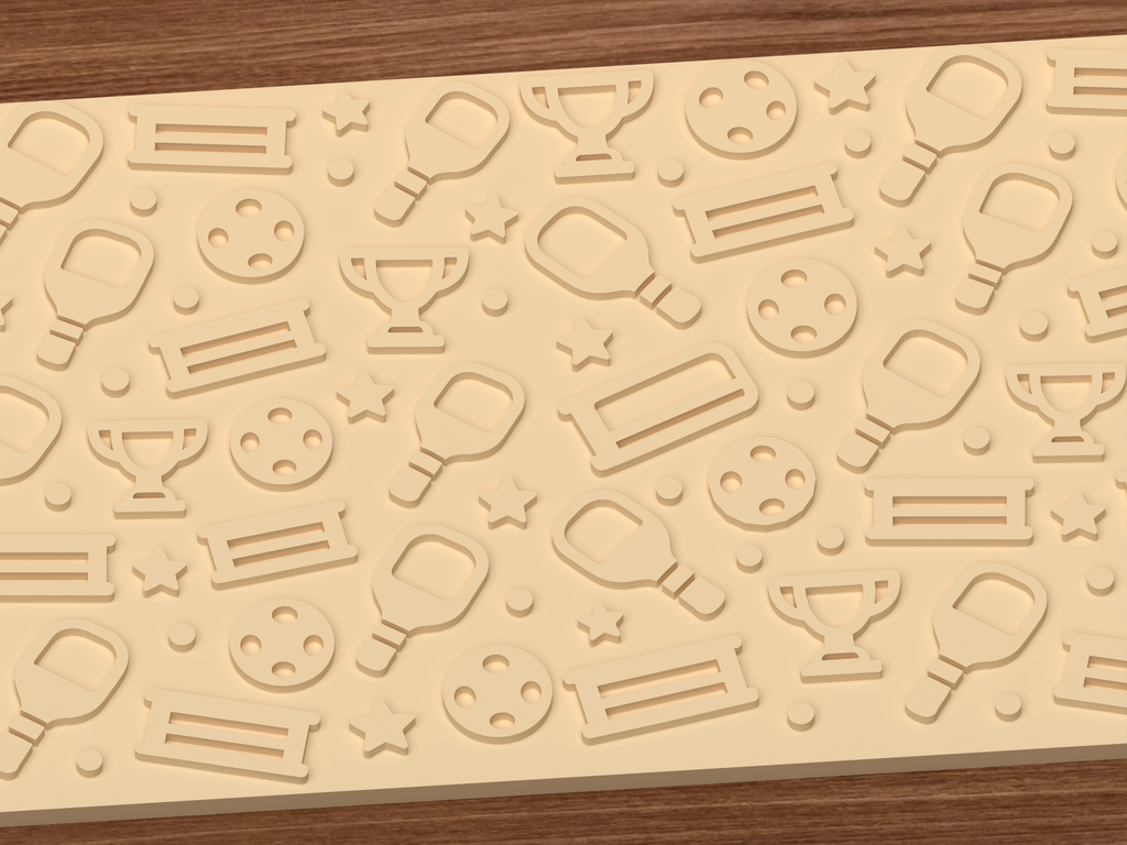 Pickleball Awards Textured Roller STL File - 03 close detail emboss