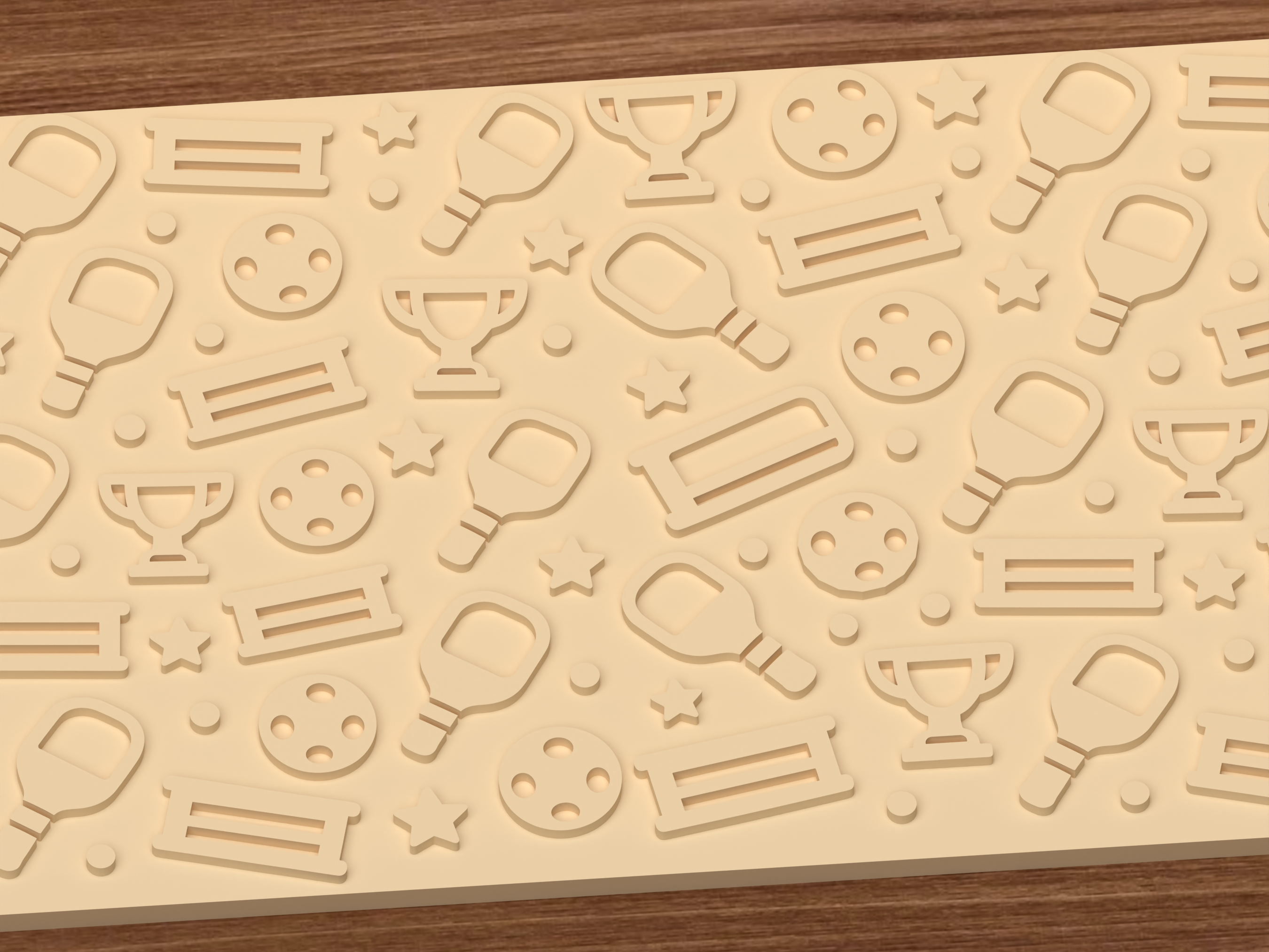 Pickleball Awards Textured Roller STL File - 03 close detail emboss