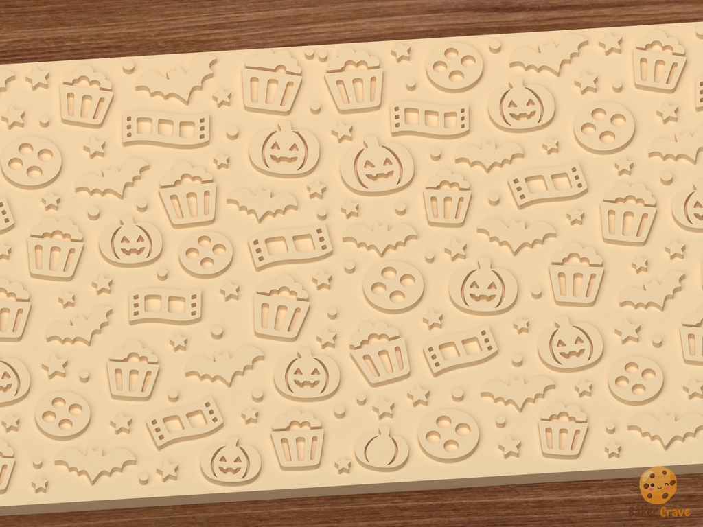 Spooky Popcorn Movie Night Textured Roller STL File - 03 close detail emboss