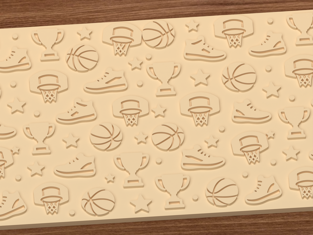Basketball Sports Textured Roller STL File - 03 close detail emboss