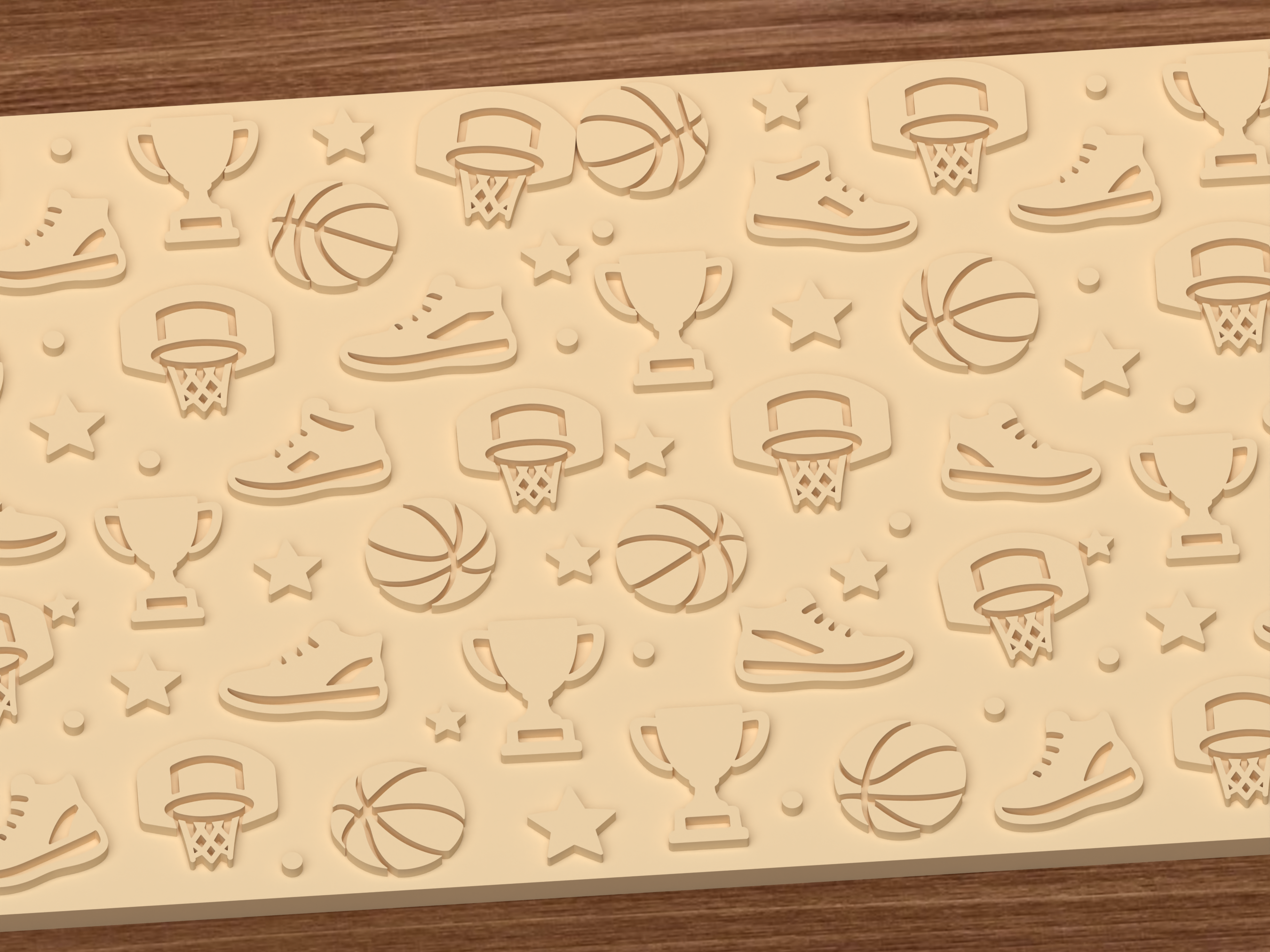 Basketball Sports Textured Roller STL File - 03 close detail emboss