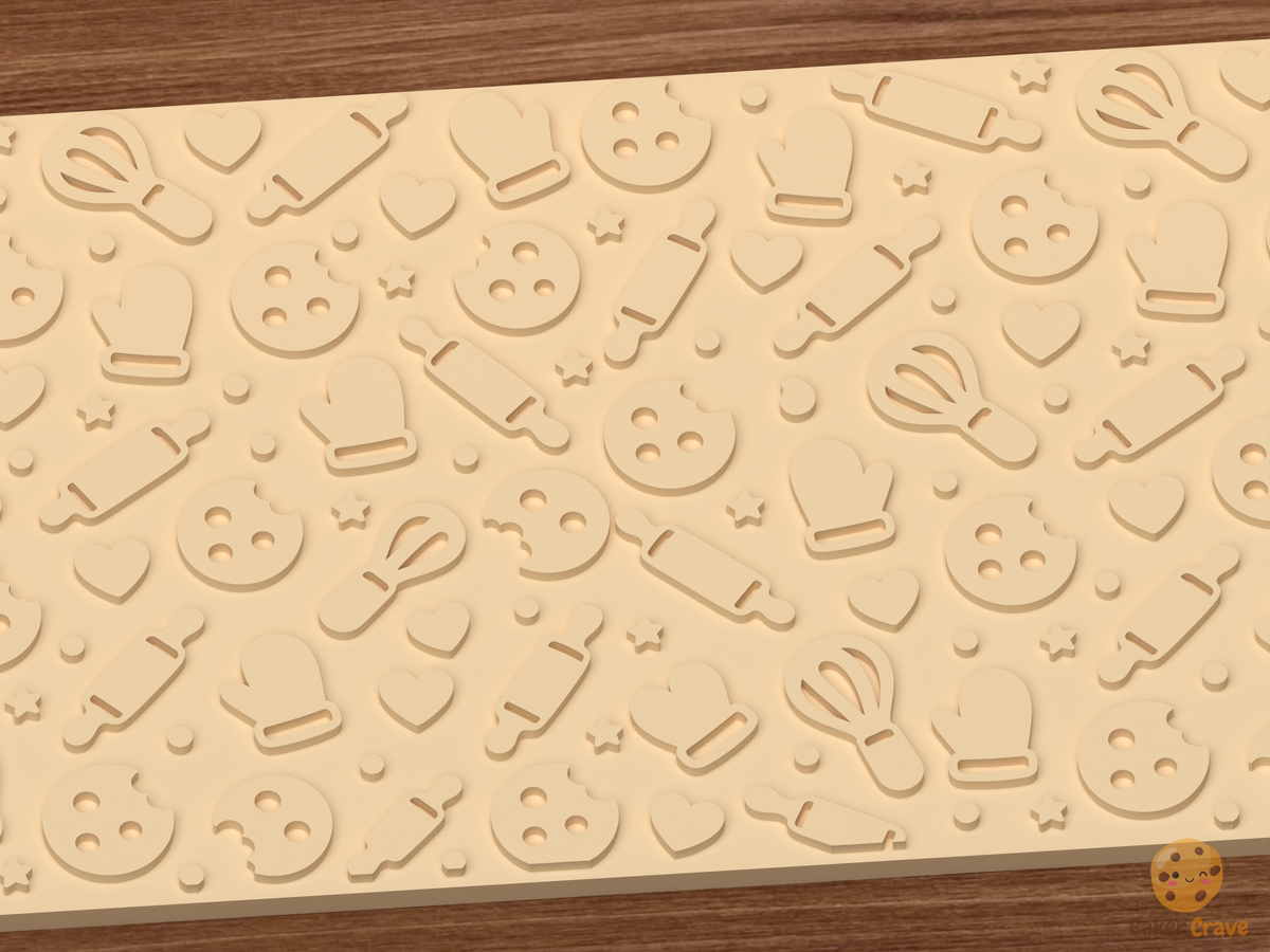 Baking Kitchen Textured Roller STL File - 03 close detail emboss