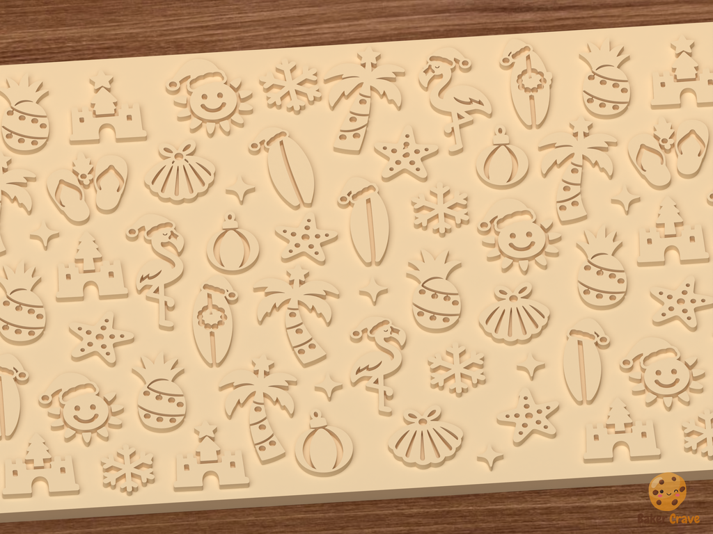 Coastal Tropical Christmas Beach Santa Christmas In Textured Roller STL File